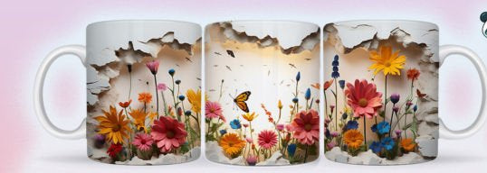 Wildflower Serenity Mug β Butterfly Garden Design