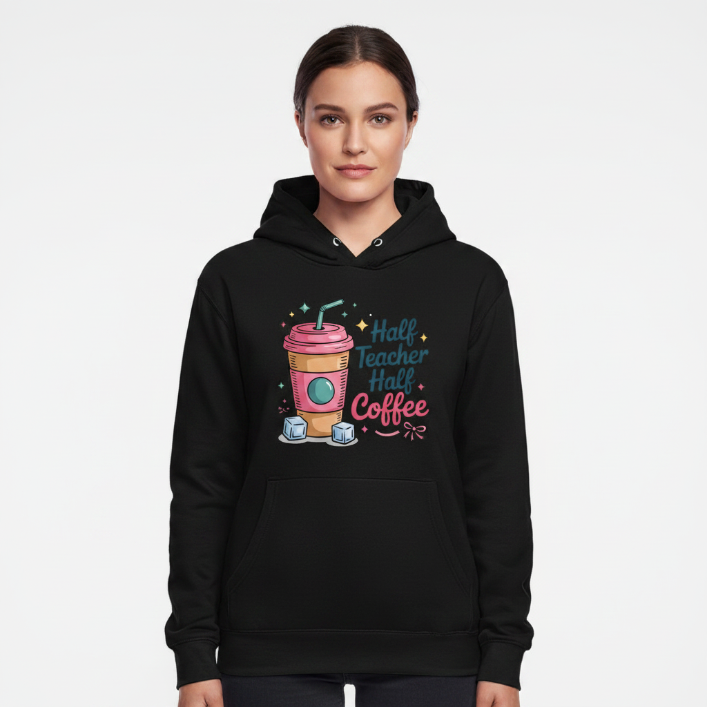Half Teacher Half Coffee – Fun Teacher Life Hoodie