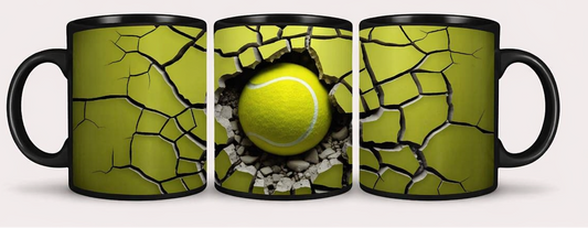 3D Tennis Ball Explosion Mug – Full Wrap Sports Design