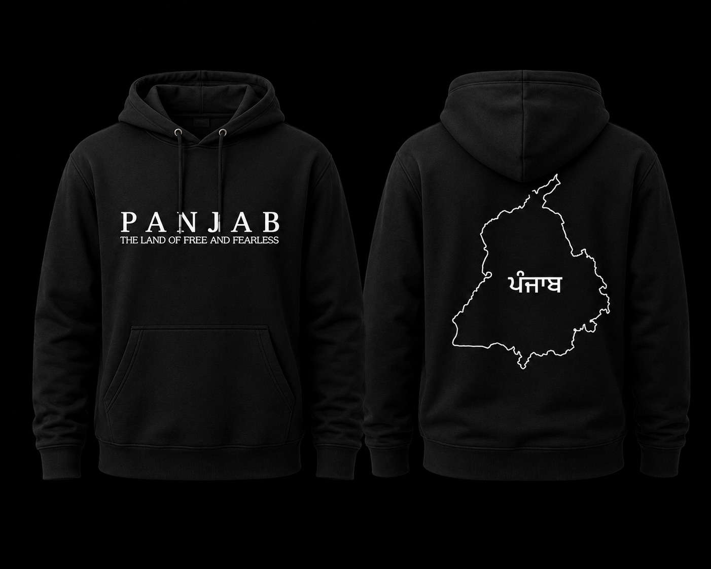 Punjab Outline Premium Hoodie – Minimal Punjabi Culture Streetwear Hoodie