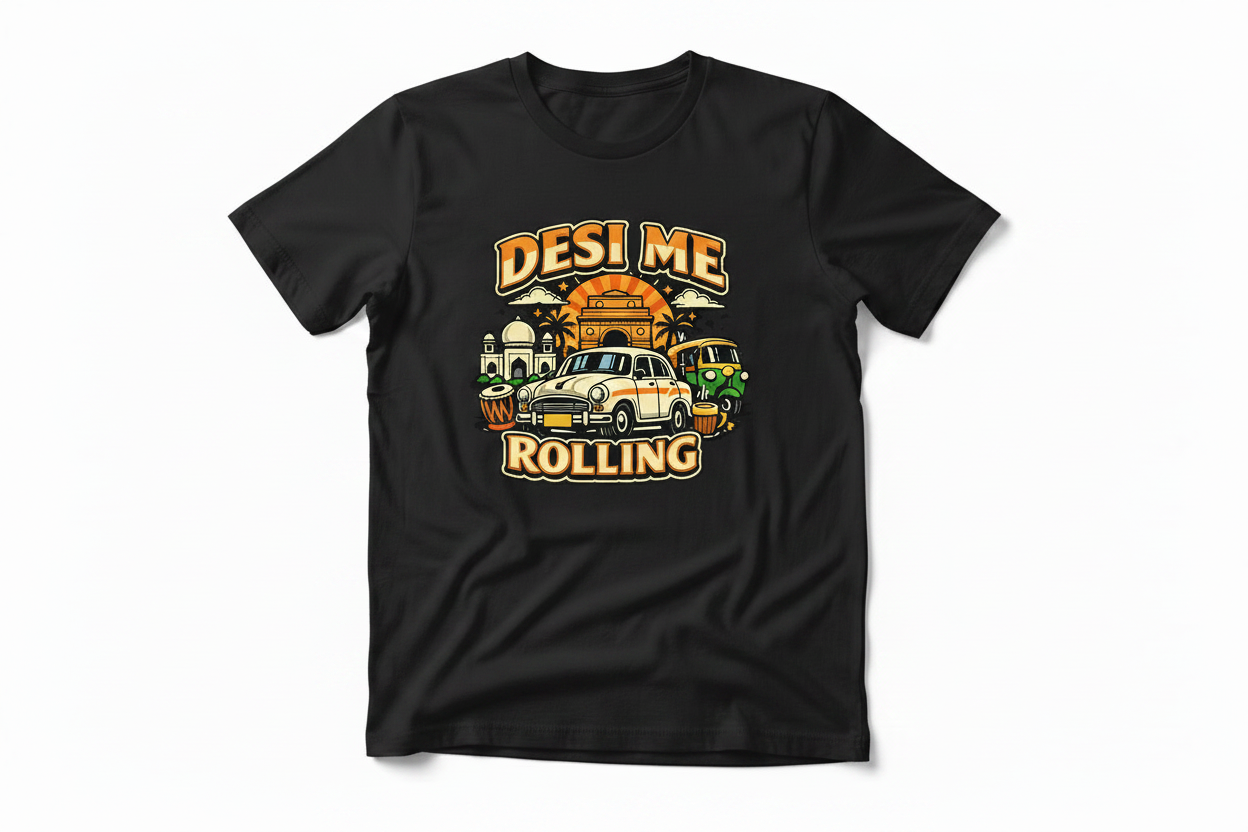 Desi Me Rolling – Vibrant India Vibes Collection Tee