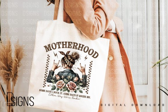 Motherhood Rocks Tote Bag – Funny Mom Life Canvas Bag