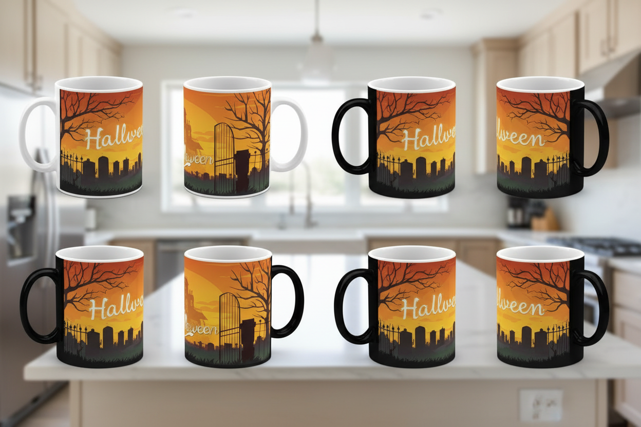 Happy Halloween Skeleton Graveyard Mug
