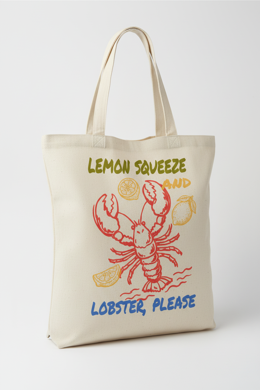 Lemon Squeeze & Lobster, Please – Coastal Foodie Tote Bag