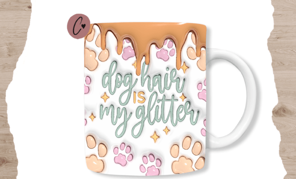 Dog Hair Is My Glitter Mug – Cute Paw Print Pet Lover Coffee Cup