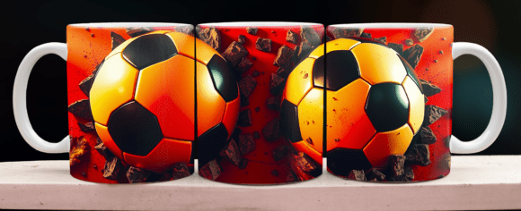 3D Soccer Ball Explosion Mug – Full Wrap Football Design