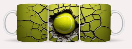 3D Tennis Ball Explosion Mug – Full Wrap Sports Design