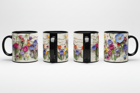 3D Floral Garden Mug – Vintage Paper Flower Wrap