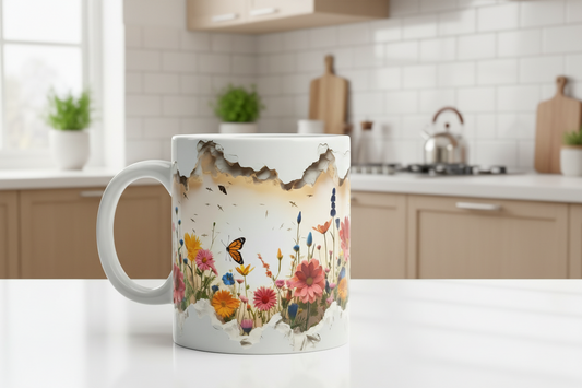 Wildflower Serenity Mug – Butterfly Garden Design