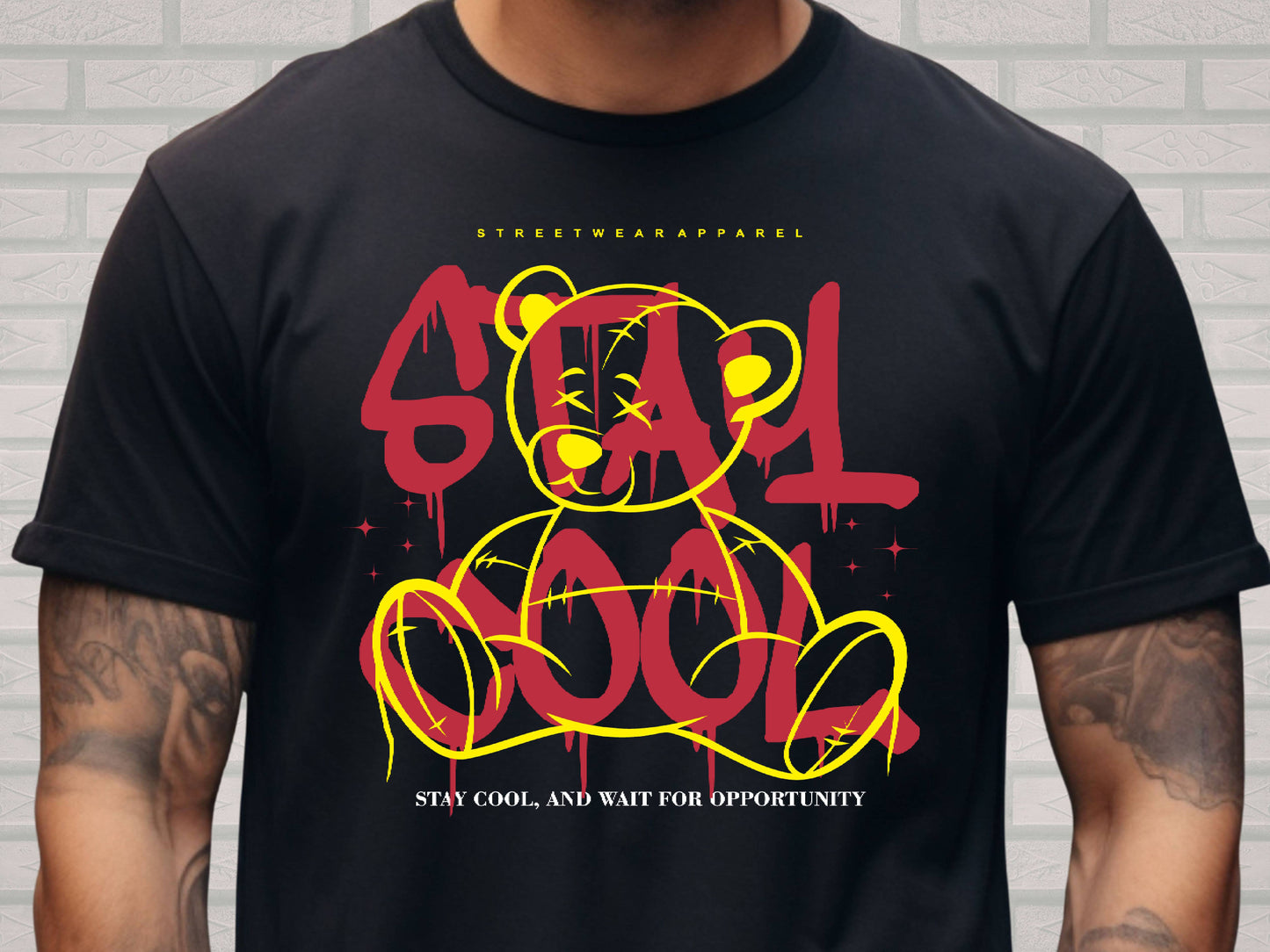 Stay Cool Streetwear Tee – Graffiti Bear Edition