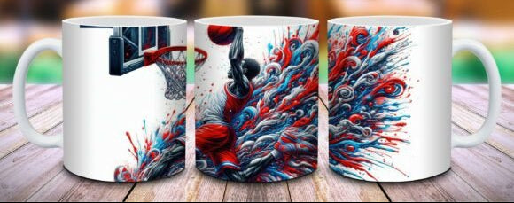 Explosive Basketball Art Mug – Slam Dunk Energy Design