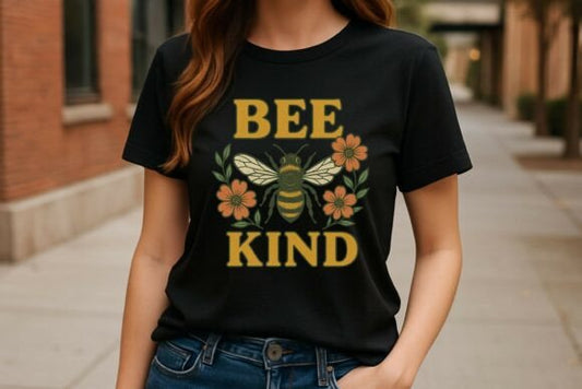 Bee Kind Tee — Black & White Edition