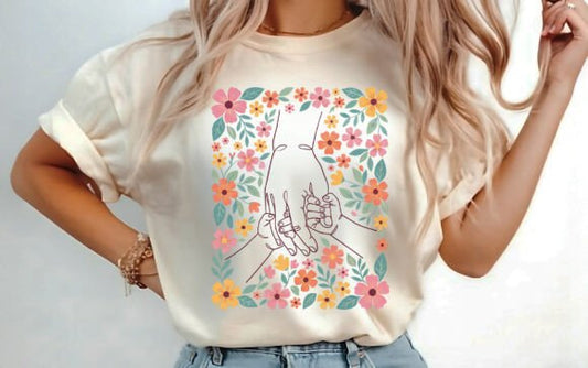 Hands of Support – Floral Unity Tee Design 2