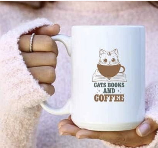Cats, Books & Coffee-Cozy Coffee Mug - 2 colours