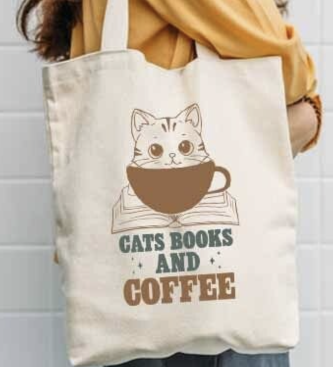 Cats, Books And Coffee - Aesthetic Tote Bag