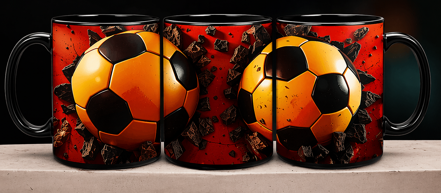 3D Soccer Ball Explosion Mug – Full Wrap Football Design