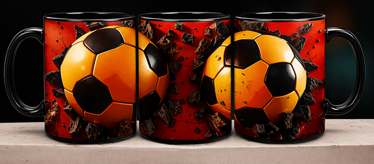 3D Soccer Ball Explosion Mug – Full Wrap Football Design