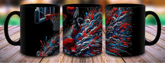 Explosive Basketball Art Mug – Slam Dunk Energy Design