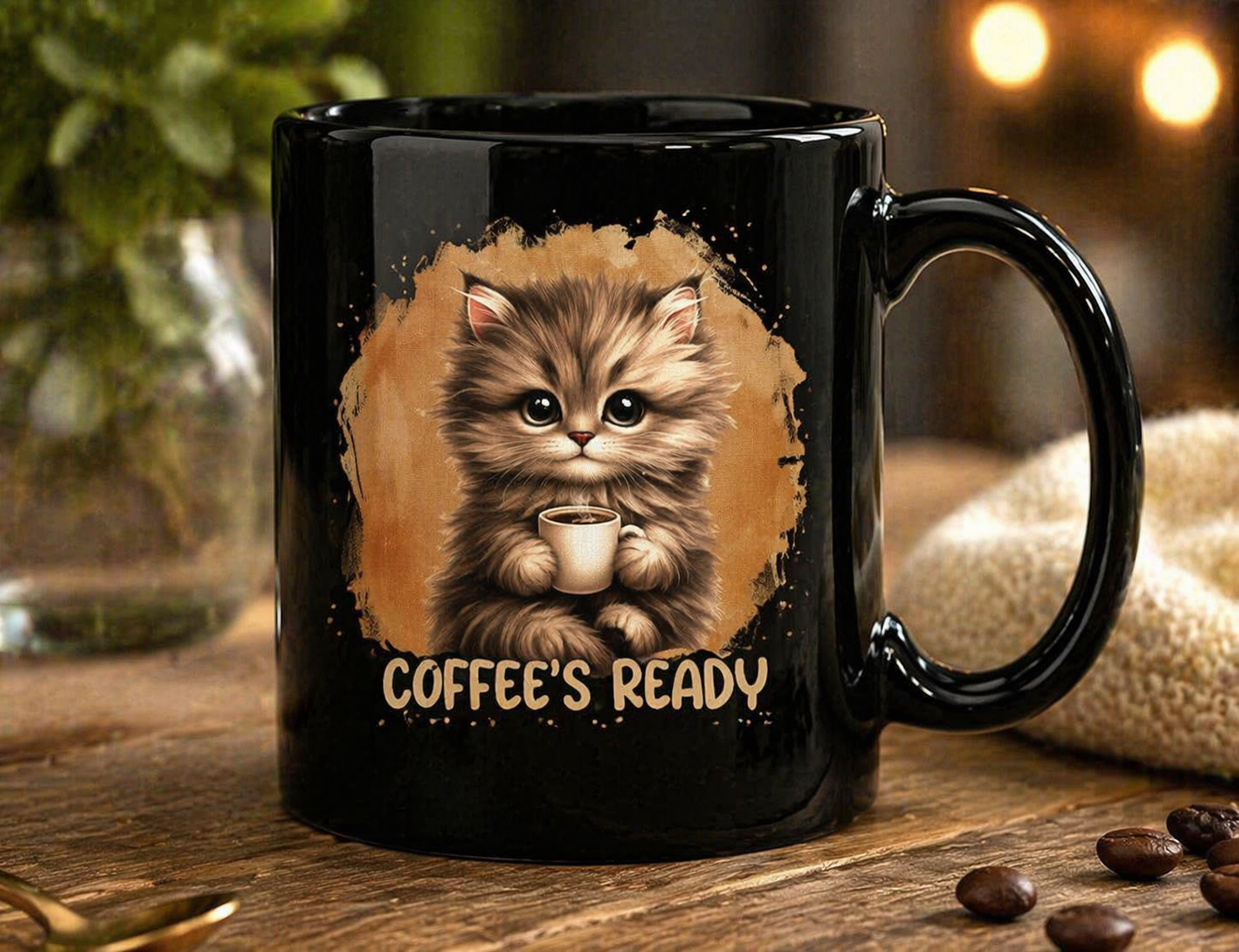 Coffee’s Ready Cat Mug – Cute Kitten Coffee Lover Cup