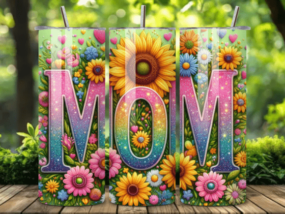 Colorful MOM Floral Tumbler – 20oz Mother’s Day Gift Cup