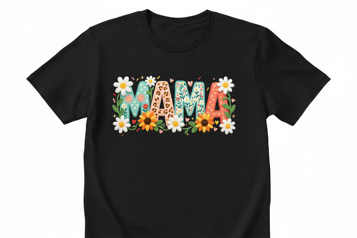 MAMA – Floral Patchwork Aesthetic Tee