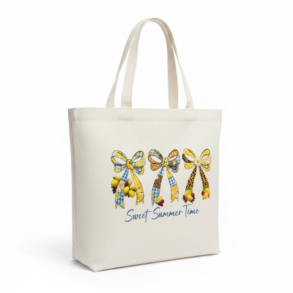 Sweet Summer Time – Lemon Bow Aesthetic Tote