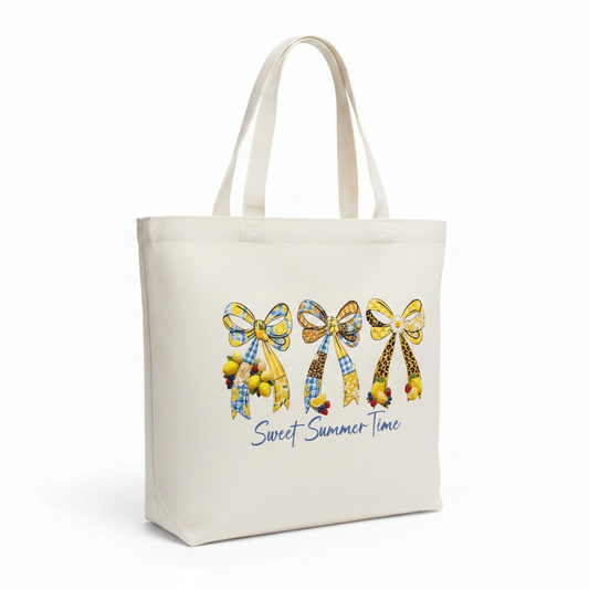 Sweet Summer Time – Lemon Bow Aesthetic Tote