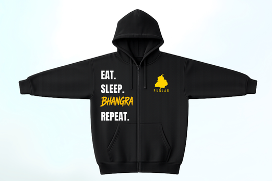 Eat Sleep Bhangra Repeat - Hoodie with Zipper