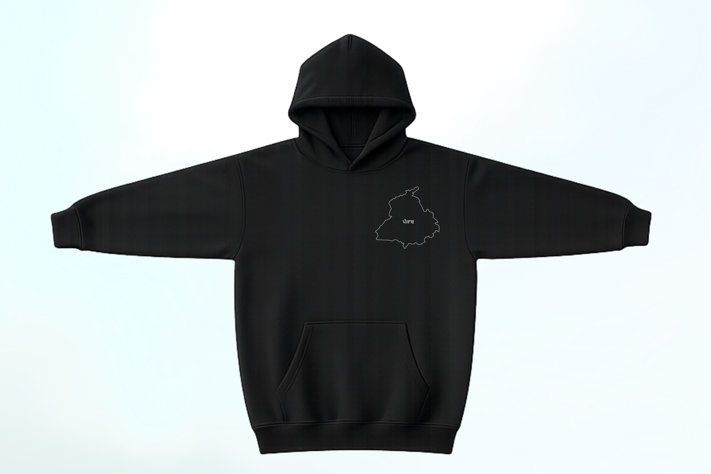 Punjab Map Minimal Hoodie – Front & Back Print (Black)