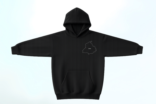 Punjab Map Minimal Hoodie – Front & Back Print (Black)