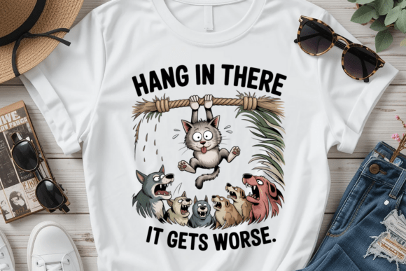 Hang in There – It Gets Worse | Funny Cat Graphic