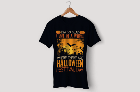 I Live in a World Where There Are Halloween Festival Day” Funny Halloween T-Shirt