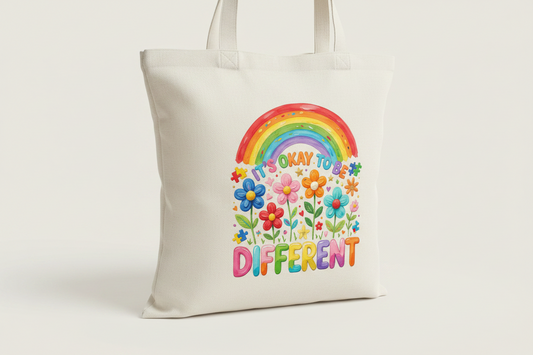 It’s Okay to Be Different – Inclusive Rainbow Floral Tote Bag
