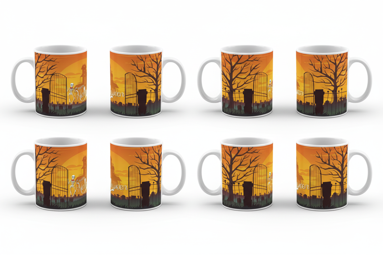 Happy Halloween Skeleton Graveyard Mug