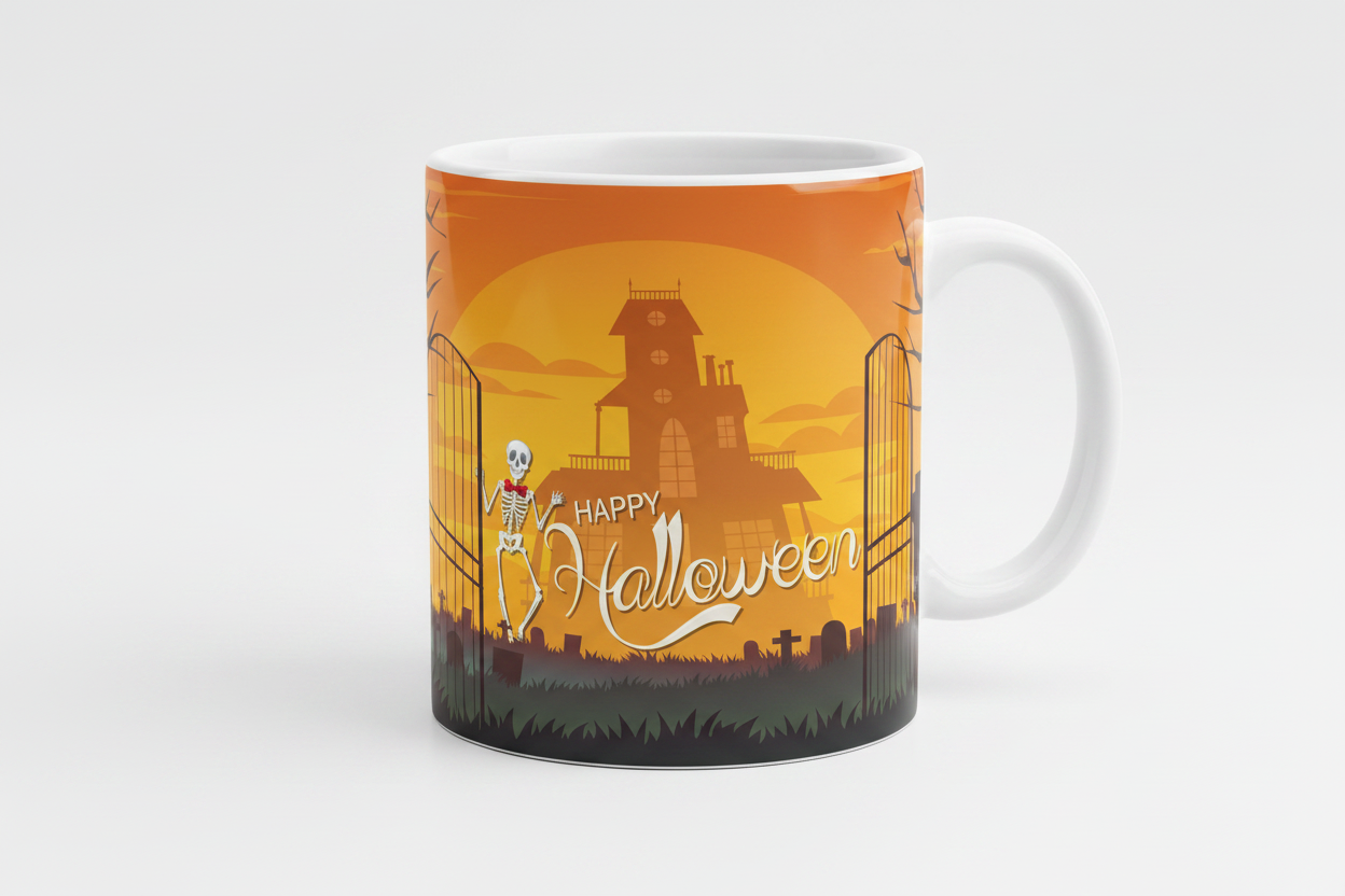 Happy Halloween Skeleton Graveyard Mug