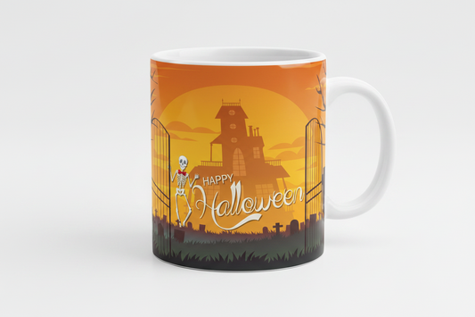 Happy Halloween Skeleton Graveyard Mug