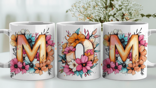 Mom Floral Letter Design Mug