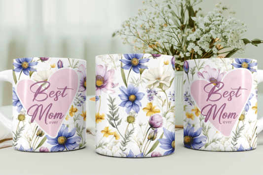 Best Mom Ever Floral Heart Mug