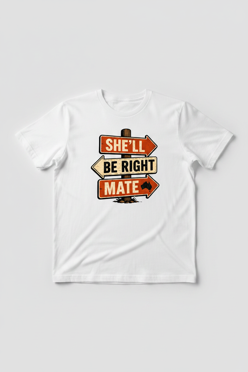 She’ll Be Right, Mate – Aussie Classic Signpost Tee
