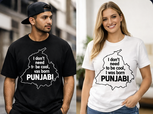 Born Punjabi – Cultural Pride Tee (Black & White Options)